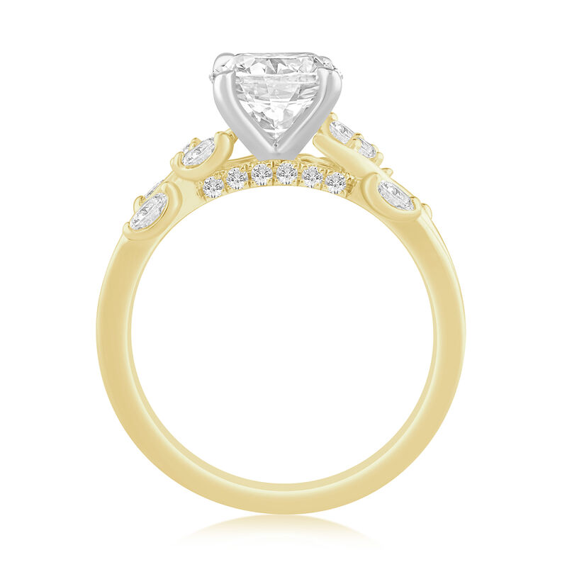 Brilliant-Cut Lab Grown 1.5ct. Diamond With Marquise & Brilliant-Cut Accents Engagement Ring in 14k Yellow Gold image number null